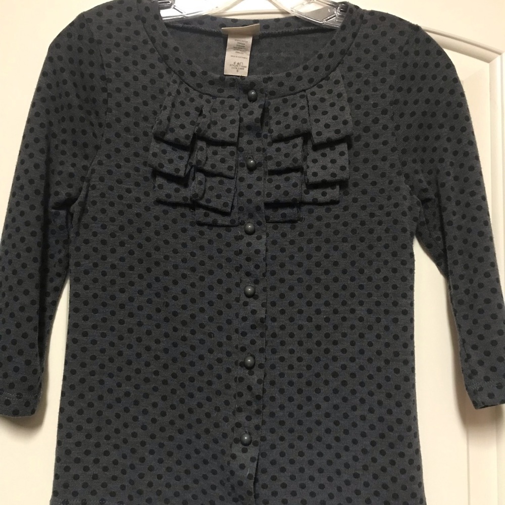 Grey with black polka dot cardigan